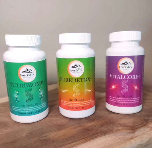 Pack Vitalité Forcévita – Trois Compléments Premium : Détox, Énergie & Microbiote